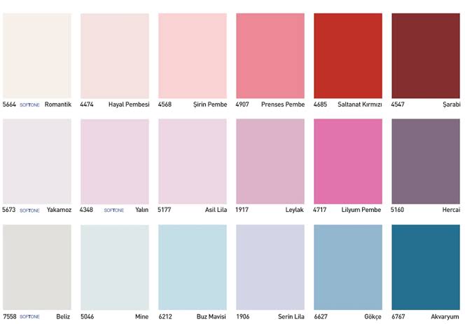 DYO Paint Color Chart