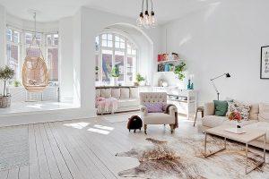 Beyaz salon dekorasyonu