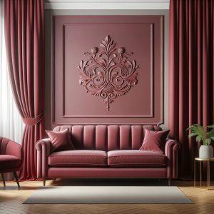 Gri Bordo Koltuk takımına uygun perde