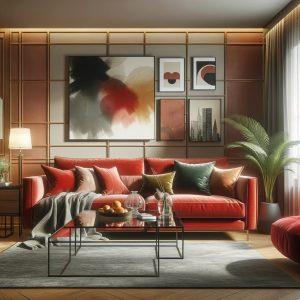 Kırmızı koltuk takımı dekorasyon