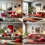 Kırmızı koltuklu salon dekorasyonu