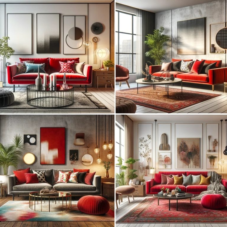 Kırmızı koltuklu salon dekorasyonu