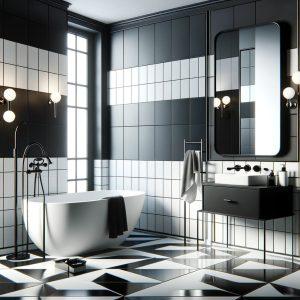Siyah beyaz Banyo