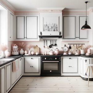 Siyah beyaz mutfak eşyaları