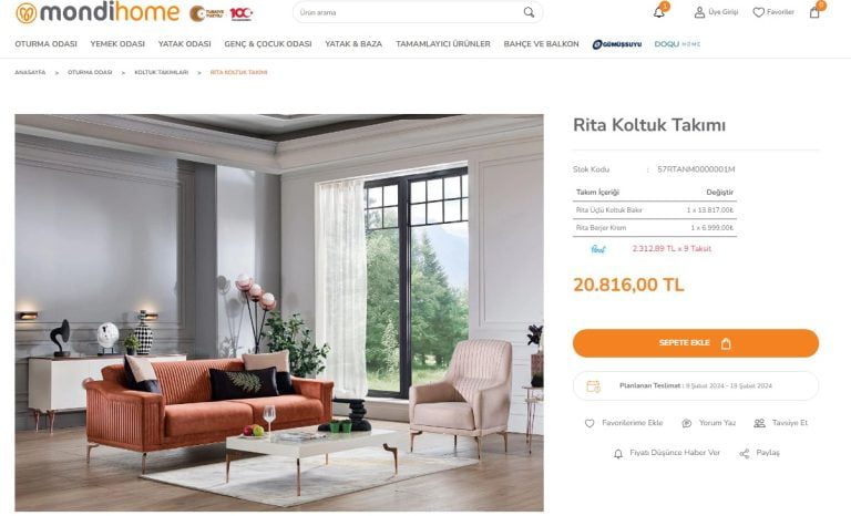 Mondi Rita Koltuk Takımı