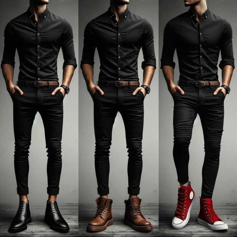 Siyah Gömlek Siyah Pantolon Altına Ayakkabı